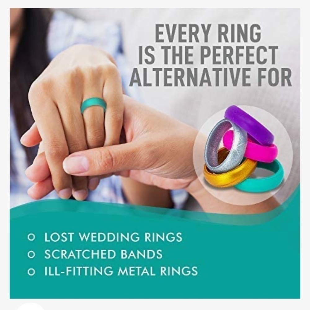 NEWEveryRing Women Silicone Wedding Band or Engagement Ring | Pack of 5 Active